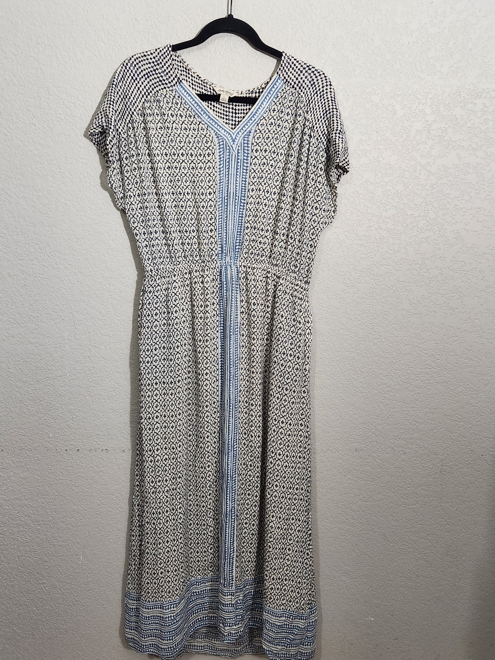Women's Blue & White Printed Maxi Dress